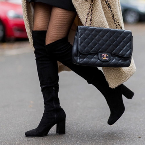 ZARA over the knee suede boots like new, size 39, black-blue