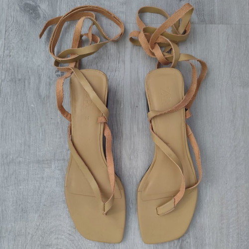Zara leather sandals new, size 36-37, beige