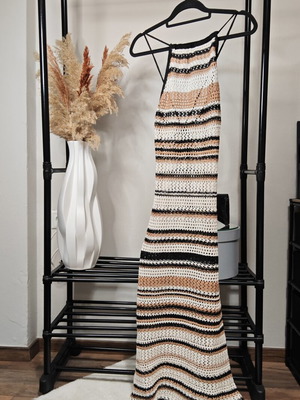 Maxi knitted dress Zara like new, boho resort style, halter neck