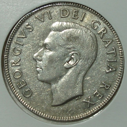 George VI 50 Canada Cents 1952 ασημένιο .800 μεταχειρισμένο