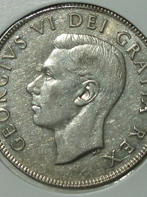 George VI 50 Canada Cents 1952 ασημένιο .800 μεταχειρισμένο