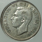 George VI 50 Canada Cents 1952 ασημένιο .800 μεταχειρισμένο