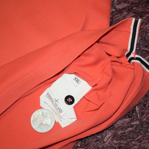 Stone Island Polo Shirt XXL used, white and orange