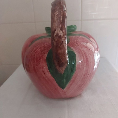 Handmade faience pitcher hand-painted