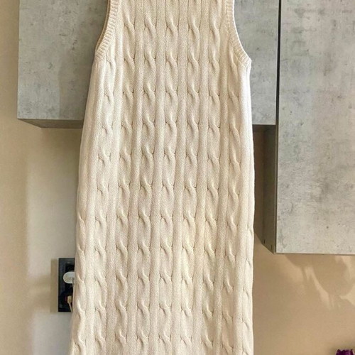 Ralph Lauren cable knit dress like new, white, cotton
