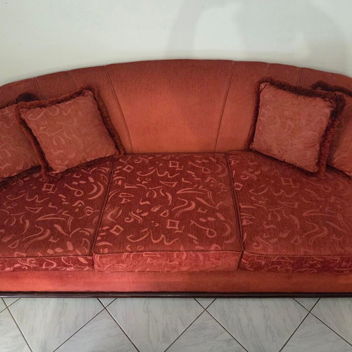 Sofa set 3-seater and 2-seater used with new fabric and sturdy wooden frame