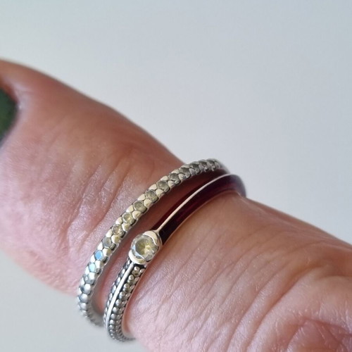 Pandora ME Pavé & Red Dual Ring and Pavé Ring set, size 54, silver
