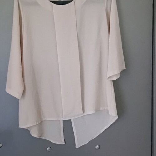 Blouse beige, like new, semi-transparent with open back