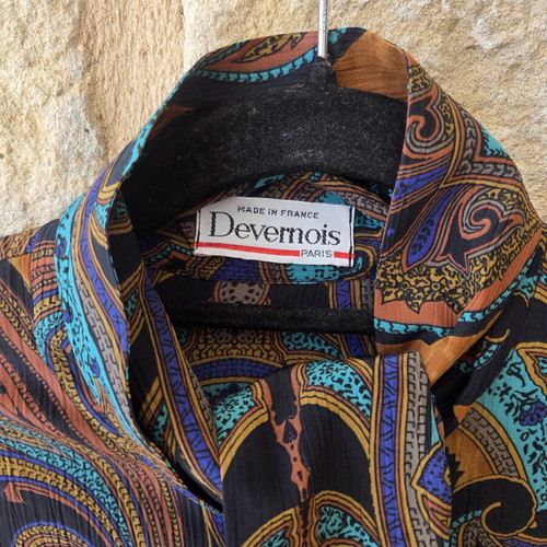Devernois Paris Paisley Tie-Neck Blouse like new, colorful