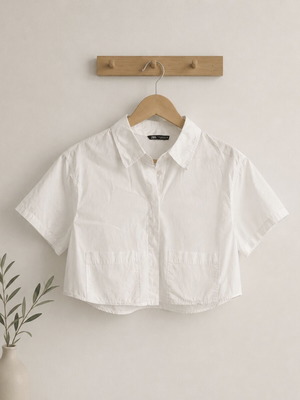 Zara crop top shirt white, size S, like new