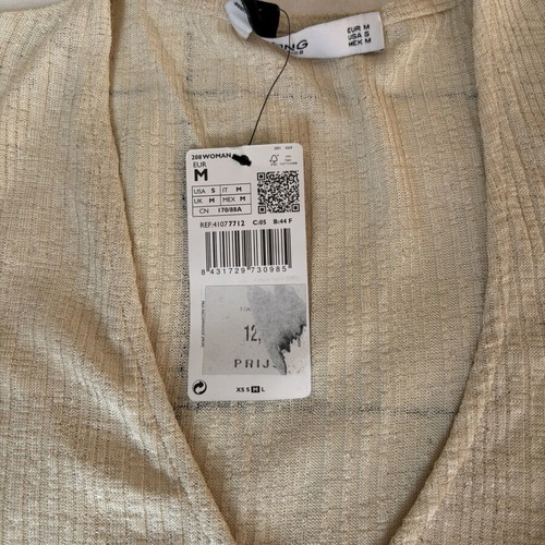 Mango ribbed t-shirt new, beige, size M