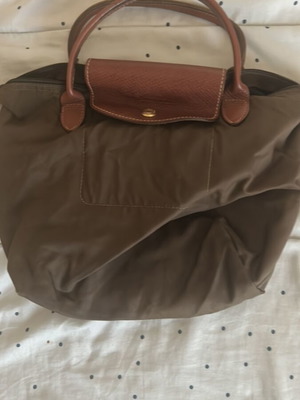 Longchamp дамска чанта употребявана с видими следи от употреба, кафява и зелена