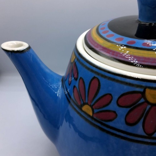 Vintage blue ceramic teapot Keramikos like new