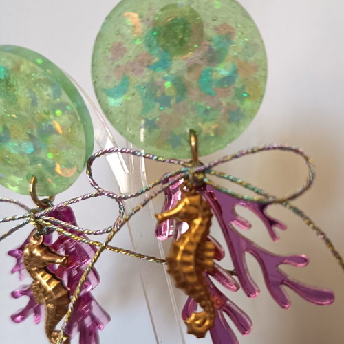 Handmade summer earrings resin plexiglass and steel new, pink and gold