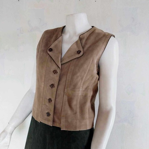 Natural Life Brown Suede Dirndl Vest Size 40 Used