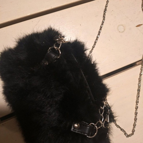Small black bags set of 2 like new, crossbody and fur wallet