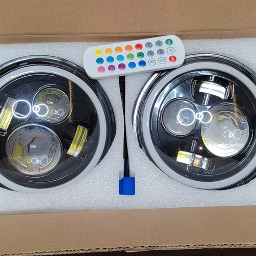 7-inch RGB LED headlights for Jeep Wrangler JK LJ Lada Niva Golf 2 Cherokee, used, 3 pcs with defects