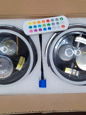 7-inch RGB LED headlights for Jeep Wrangler JK LJ Lada Niva Golf 2 Cherokee, used, 3 pcs with defects