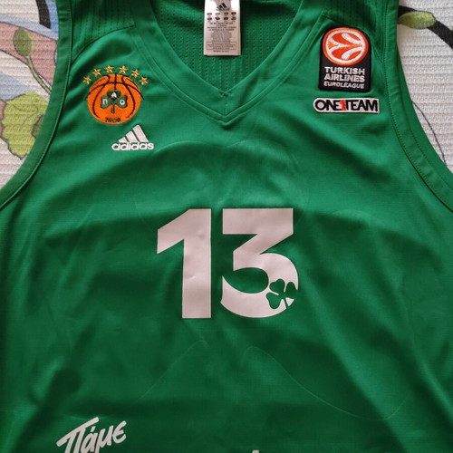 Panathinaikos Basketball Jersey 2011-12 Dimitris Diamantidis #13 Adidas Authentic 3XL