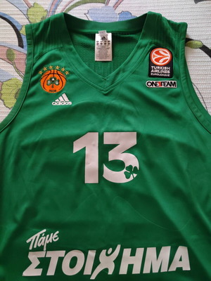 Panathinaikos Basketball Jersey 2011-12 Dimitris Diamantidis #13 Adidas Authentic 3XL