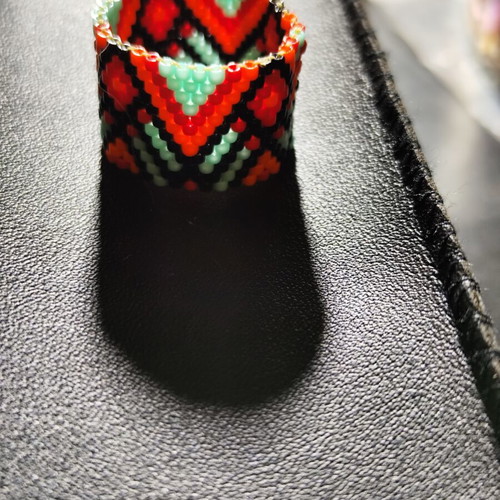 Handmade peyote stitch ring with Miyuki beads, new