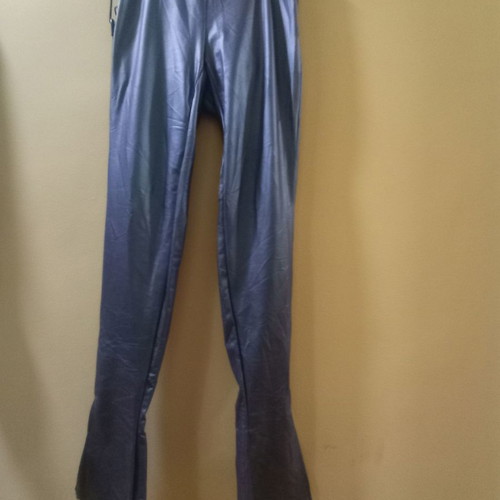 Metallic blue leggings pants new, size S
