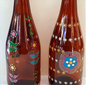 ζευγάρι  μπουκάλια ζωγραφισμένα στο χέρι