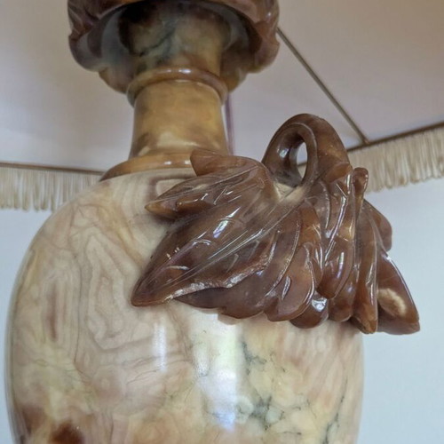 Vintage table lamp made of natural onyx alabaster, classic style