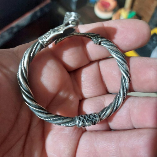 Silver snake bracelet carved like new, rare