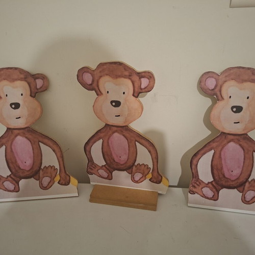 Wooden monkey figures, set of 3, 40 cm each