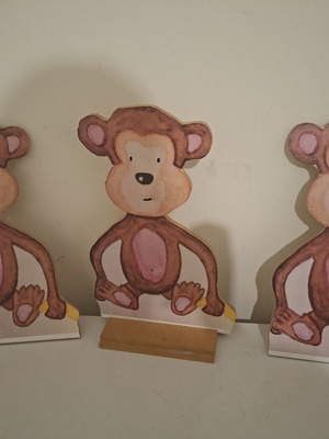 Wooden monkey figures, set of 3, 40 cm each