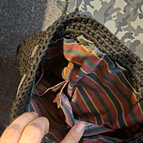 Knitted backpack like new with camo flap