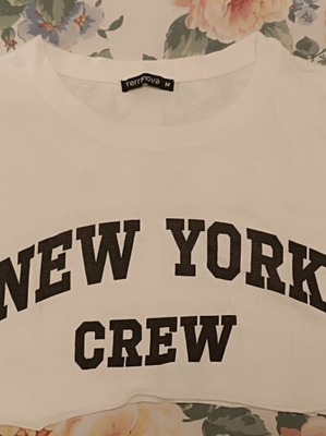 Terranova New York Crew crop top, μέγεθος M, λευκό