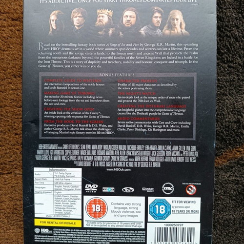 Game of Thrones season 1 DVD used with Greek subtitles