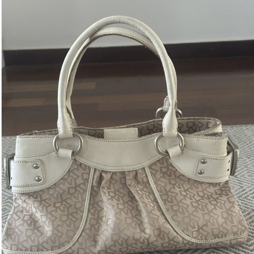 DKNY handbag used, leather, beige