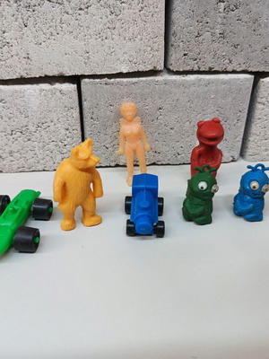 Vintage figures from snacks and ice cream used, set of 9, 70s-80s