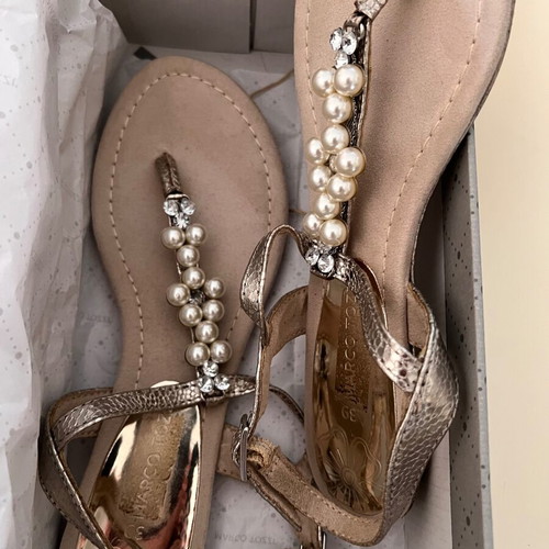 Marco Tozzi sandals new with pearls, leather, size 39