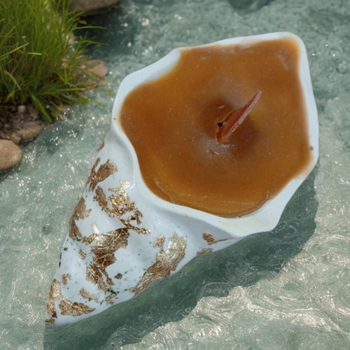 Luxury Handmade Beeswax Candle in Porcelain Shell made to order