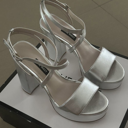 Nine West silver platform sandals