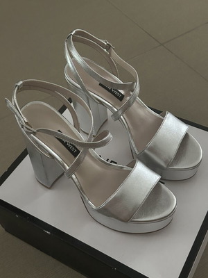 Nine West silver platform sandals