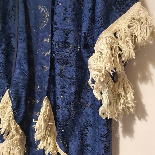 Lace cardigan Be You blue with white fringes like new