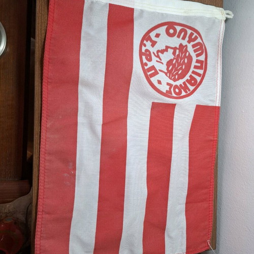 Vintage Olympiakos flag used with stand