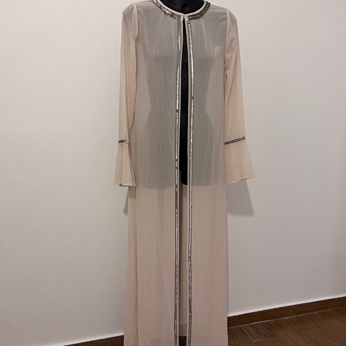 Mango summer coat caftan Small with sequins beige pink new