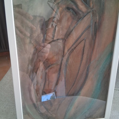 Painting "Gymino" framed, like new, 21×30cm