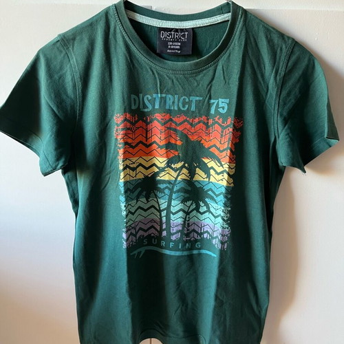 District T-shirt used for boys, green, ages 8-10, sizes 128-140 cm