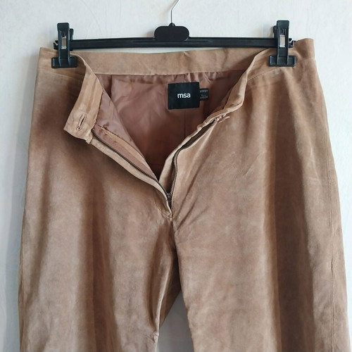 Vintage suede capri pants used, brown, size 18