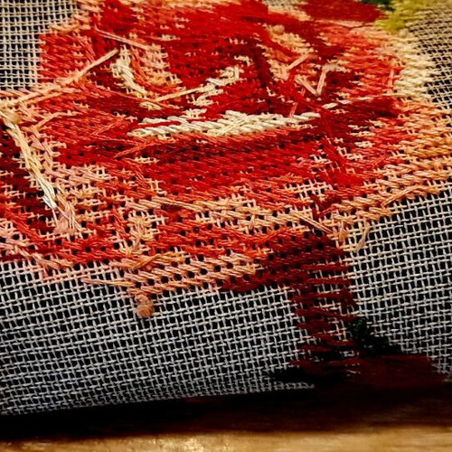 DMC Moyenne D.M.C F 711 embroidered rose tapestry 21x29 cm, vintage