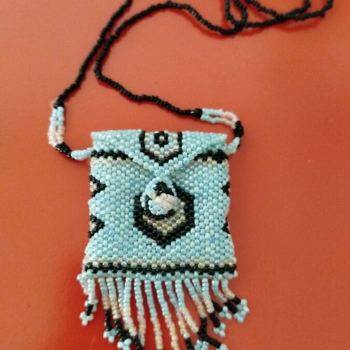 Native American style necklace with medicine bag, like new