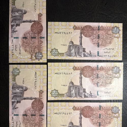 Egyptian 1 Pound Banknotes Set of 5, New