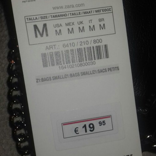 Zara crossbody bag new, black with double detachable chain